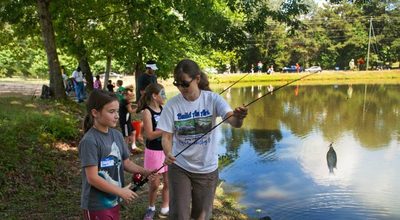 Families at a KidStuff fishing festival