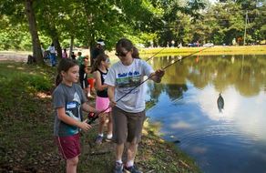 Children fishing at KidStuff festival